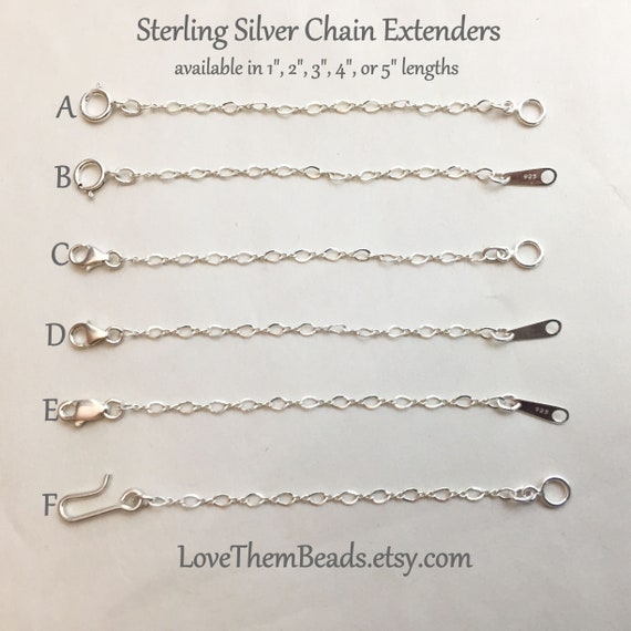 2mm Sterling Silver Figure 8 Chain Extender for Necklace or