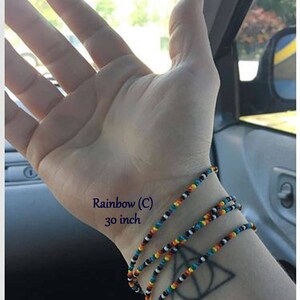 Rainbow Seed Bead Bracelets & Anklets, LGBT Gay Pride, Layered Thin Wrap Anklet Bracelet, Beaded Boho Hippie Summer Jewelry by LoveThemBeads image 4