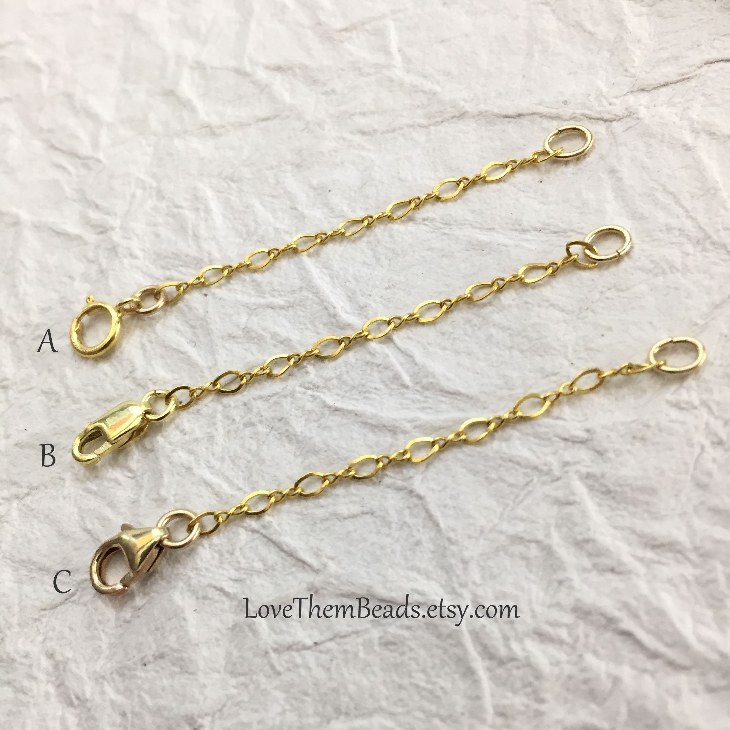 Gold Filled Figure 8 Chain Length Extender for Necklace or Bracelet, 1  Inch, 2 Inch, 3, 4 or 5 Inch Extension Lengthener Adjuster Resizer 