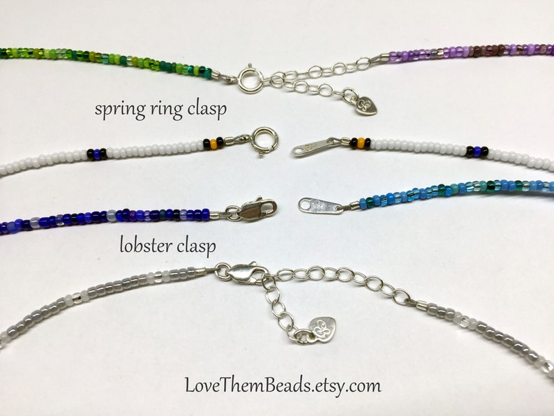 Seed Bead Necklace, Black White Hematite Gunmetal Grey Thin Choker Layered Necklace, Boho Hippie Love Beads, Custom Jewelry by LoveThemBeads image 6