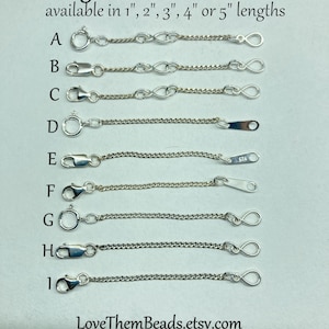 Thin Sterling Silver Curb Chain Extender for Necklace or Bracelet, 1 inch, 2 inch, 3, 4 or 5 inch Extension Lengthener Adjuster Resizer