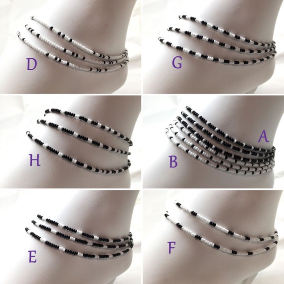 Seed Bead Necklace Black White Patterns Thin Long Layered Wrap Beaded Bracelet Anklet Choker Necklace Boho Hippie Summer Jewelry Etsy