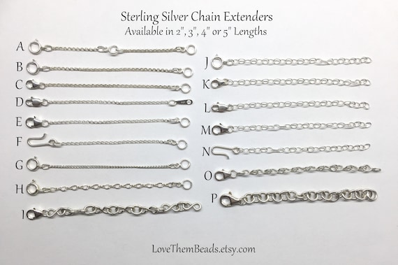Safety Extender Chain 2-inch Length Sterling Silver Set of 2 Safety Extender Chain 2-inch Length Sterling Silver Set of 2