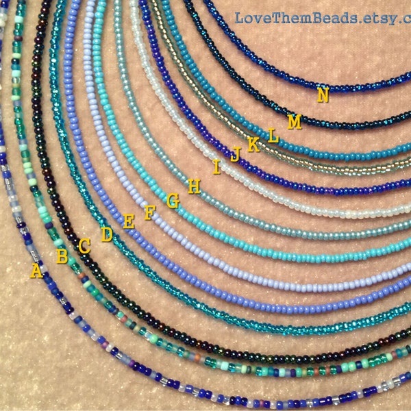 Blue Seed Bead Necklace, Thin Choker Layered Necklace sapphire, blue sky blue, sea blue, royal blue, cobalt blue Jewelry by LoveThemBeads