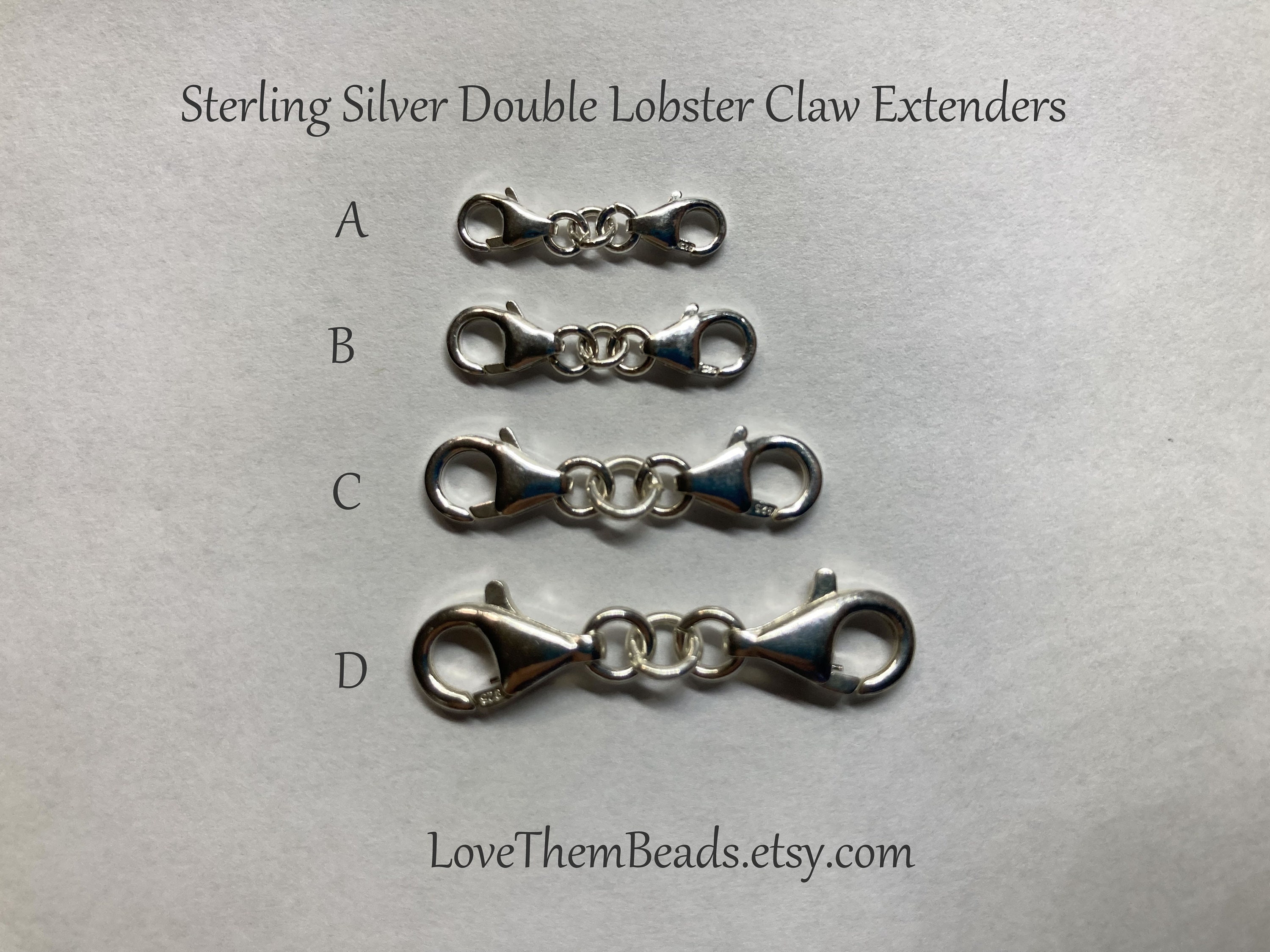 Silver Lobster Clasps, Silver Spring Ring Clasps, Silver Claw Clasps, 925  Sterling Silver, Chain Extender, 4mm Ball With Ring, End Tube  