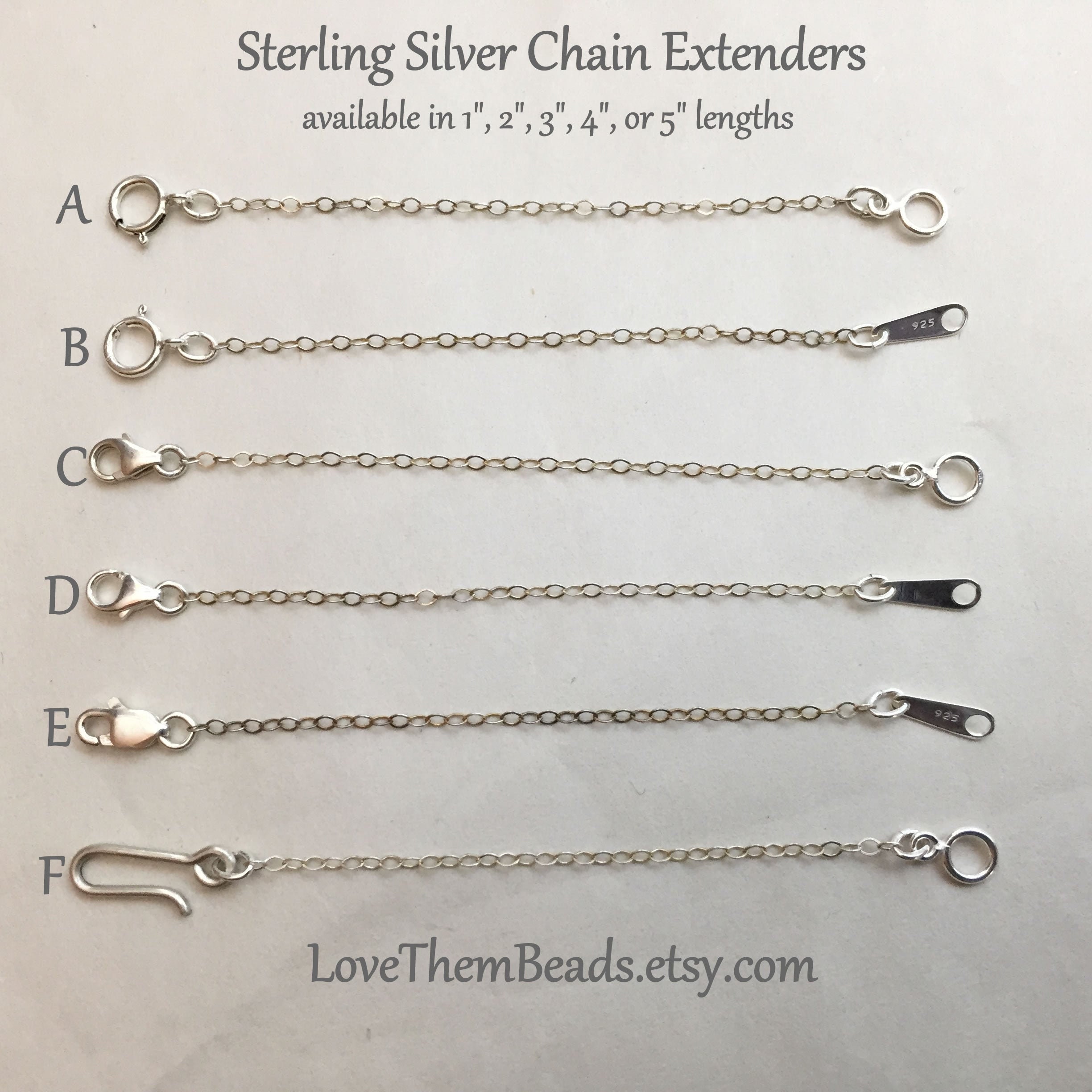 2mm Sterling Silver Figure 8 Chain Extender for Necklace or 