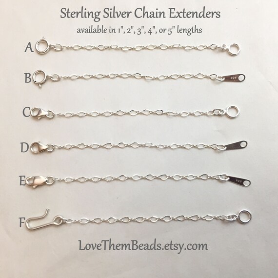 Sterling Silver necklace necklet extender safety chain 8cm long