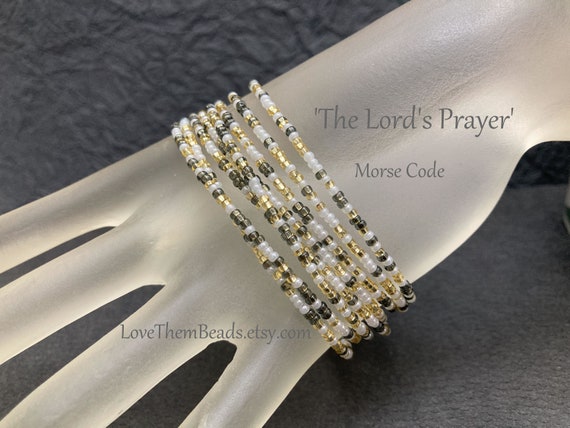 Maison Kitsuné Black Stainless Steel Lord's Prayer Bracelet for Men | Lyst