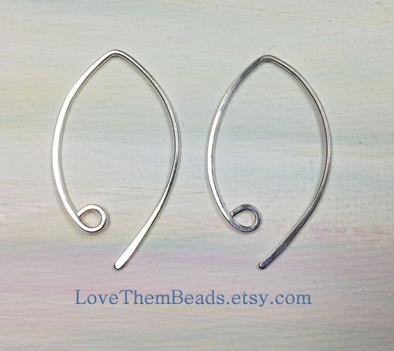 Sterling Silver Earring Ear Hook V Shape With Loop x 1pr
