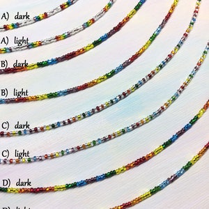Sparkle Rainbow Seed Bead Ankle Bracelet, Gay Pride LGBT, Bright 6 Color Thin Beaded Wrap Bracelet Boho Hippie Jewelry LoveThemBeads
