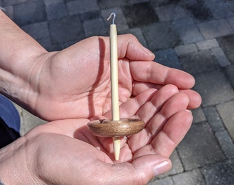 Hand Turned Mini Black Walnut Bottom Whorl Drop Spindle Whorl