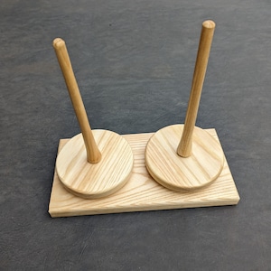 Portabolas de hilo DOBLE de madera de fresno blanco con rodamiento de bolas