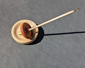 Hand Turned Jatoba  Bottom drop spindle whorl and Ash support bowl