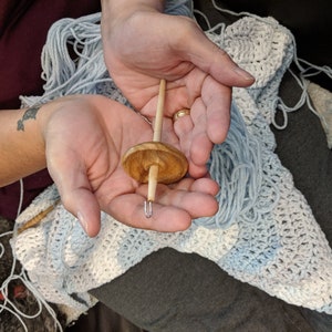 Hand Turned Mini Oak Top Whorl Drop Spindle Whorl