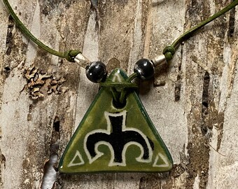 NORDIC AMULET Scandinavian VIKING Pendant Triangle Lt Green