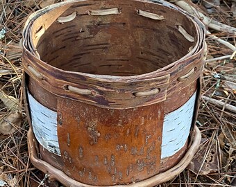 BIRCH BARK Basket with Spruce Root  Double Walled OOAK Unique North Woods Camp Decor Handmade in Maine
