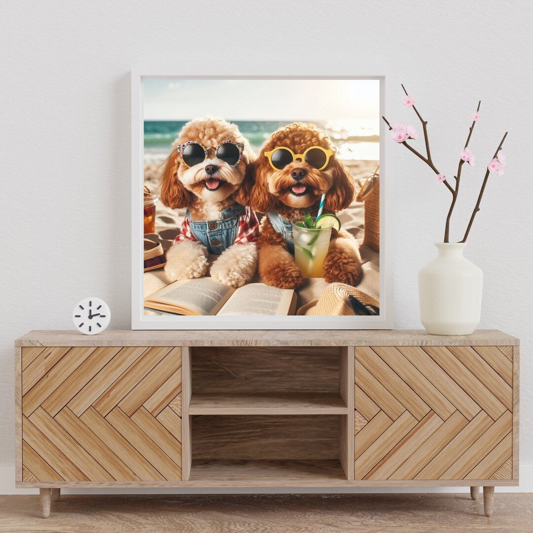 Cockapoo Friends Relaxing on the Beach Digital Images Fun, Photos ...