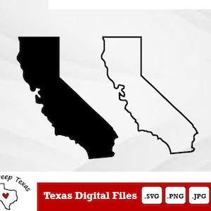 Fichiers svg/png/jpg/ai avec contour/remplissage | Couper des fichiers | Fichiers vectoriels des États-Unis | Vecteur de Californie | Clipart Carte Californie