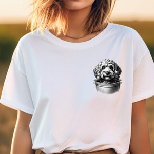 Cockapoo T-Shirt, Cute Cockapoo Peeping From Pocket, Pencil Style Cockapoo T-Shirt, Cute Cockapoo Shirt, Cockapoo Owner Gift,Dog Walking Tee