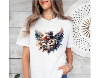Angel T-shirt, Angel Tee, Angel Flower T-shirt, Angel Gift T-shirt, Heavenly T-Shirt, Angel Shirt, Ladies Angel T-shirt, Angel Art Tee