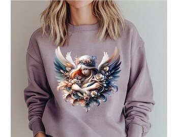 Angel Sweatshirt, Angel Jumper, Angel Floral Sweatshirt, Angel Gift, Heavenly Jumper, Ladies Angel Sweatshirt, Angel Jumper Gift