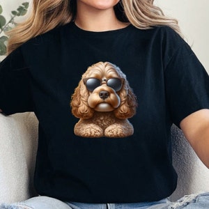 Cockapoo T-Shirt, Cute Cockapoo Wearing Sunglasses, Cockapoo Gift T-Shirt, Cockapoo Holiday T-Shirt, Funny Cockapoo Tee, Dog Walking T-shirt