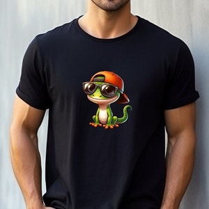 Camiseta Gecko, Gecko con sombrero y gafas, camiseta divertida Gecko, regalo Gecko, camiseta amante de Gecko, camisa Gecko, camisa Gecko linda, regalo Gecko para hombre