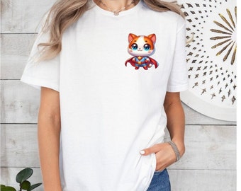 Cat Superhero T-Shirt, Cute Cat T-shirt, Cat Gift T-shirt, Ginger Cat T-shirt, Hero Cat T-Shirt, Cat Shirt, Funny Cat Gift, Superhero Cat
