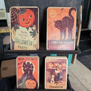 Cartolina d'epoca di Halloween in legno