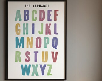 Alphabet Poster, Educational Print, Alphabet Chart, Kids Wall Decor, Montessori Nursery, Homeschool Decor, Digital Download