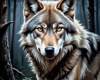 Espíritu del Lobo: Obra Artística Digital para Amantes de la Fauna