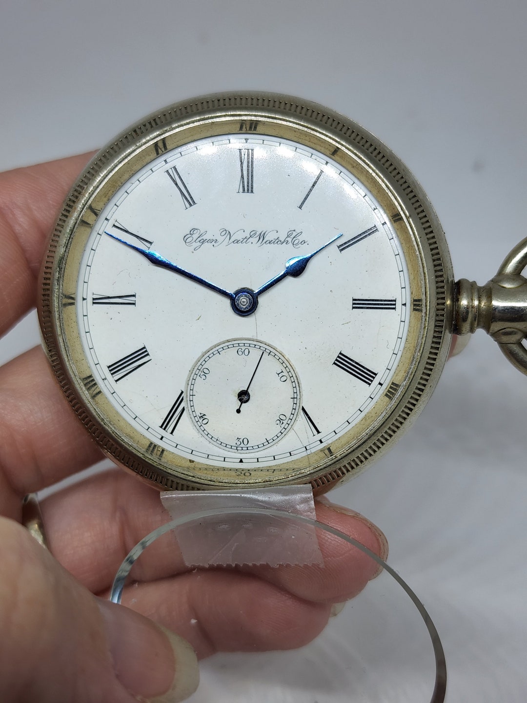 Orologio da tasca antico Elgin Watch Co con cassa per orologi in