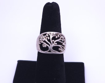 Southern Gates Sterling Silber Eichenbaum des Lebens Filigran Statement Ring Breiter Ausschnitt Zweig Familienornament Ringgröße 8 Feiner Nachlassschmuck