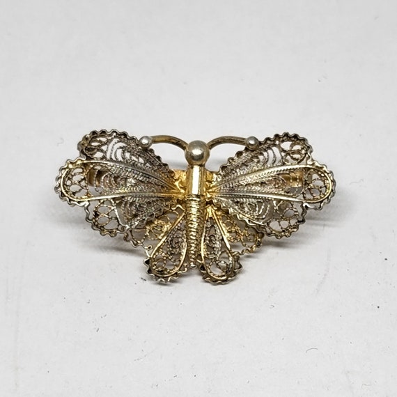 800 Silver Gold Plated Antique Enamel Butterfly Pin Brooch