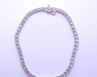 Vintage signiertes UD Sterling Silber Diamant-Tennisarmband 925 Illusion Link Klassisches Layering-Armband aus edlem Silber, ideal als Jubiläumsgeschenk.