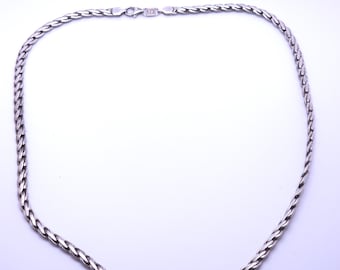 Vintage USA Tulip 999 Feinsilber, schwere, gewebte Weizenkette, 51 cm (20 Zoll), 32,67 g; QVC Ultrafine Pure Silver Franco Choker, Herrenschmuck
