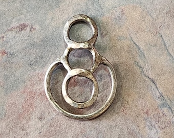 Vintage handgemachte Sterling Silber Draht Kreise gehämmert Textur Anhänger