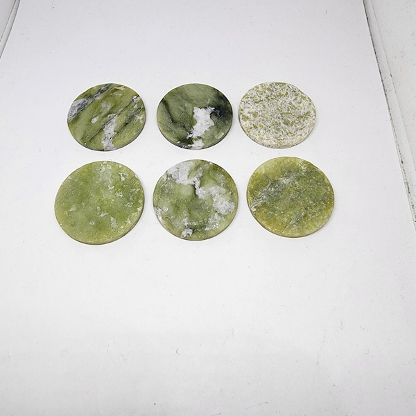 Vintage Green Jade Germanium Gemstone 40.4mm x 5mm Round Disc Slabs for Cutting Carving Healing Jewelry Making