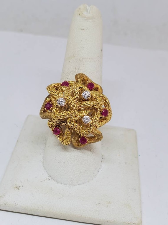 Vintage Italian 18k Yellow Gold Diamond And Burma 