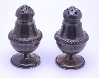 Vintage Dunkirk Sterling Silber 18 Miniatur-Salz- und Pfefferstreuer, Mid-Century-Tafelservice mit einzelnen, geriffelten Sockeln