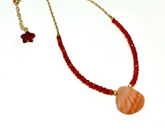 14k GF Carnelian shell necklace