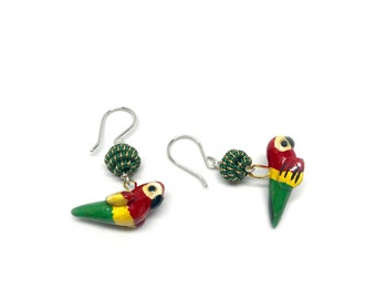 Tropical bird Summer Vacation sterling silver Earrings