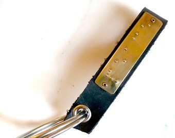 Braille Leather Keyring - peace