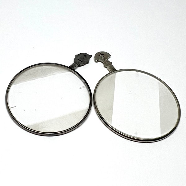 Pair of vintage optometrist lenses - eyeglass lenses - old eye prescription lens - vintage medical lens - steampunk optical lens
