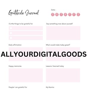 Gratitude Journal Printable Daily Gratitude Tracker