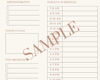 Neutral Daily Planner + Notes Page + Weekly Calendar UNDATED! – Printable Beige Aesthetic PDF