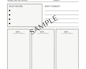 Summer Travel Planner- Undated planner with space for budget, notes, and must-haves. Great for any travel plans- DIGITAL FILE.