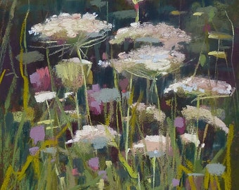Intimate Wildflowers Queen Annes Lace Original Pastel Painting Karen Margulis
