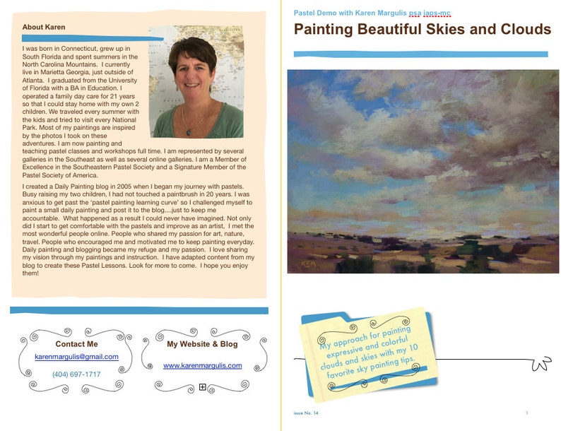 Pastel Painting Lesson Demo PDF Beautiful Skies and Clouds Art Tutorial booklet landscape,how to,paint along,sunsets image 1