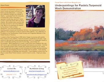 Lezione di pittura a pastello demo PDF Underpaintings for Pastels: Turpenoid Wash Art Tutorial opuscolo sunset,water,reflections